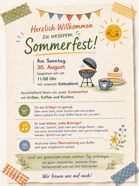 Vorschau zum verlinkten PDF-Flyer für das Sommerfest am 30. August 2026